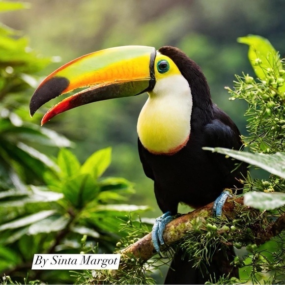 Digital Ai art by me NWT and will be a print once purchased a Toucan in a forest - Picture 1 of 2